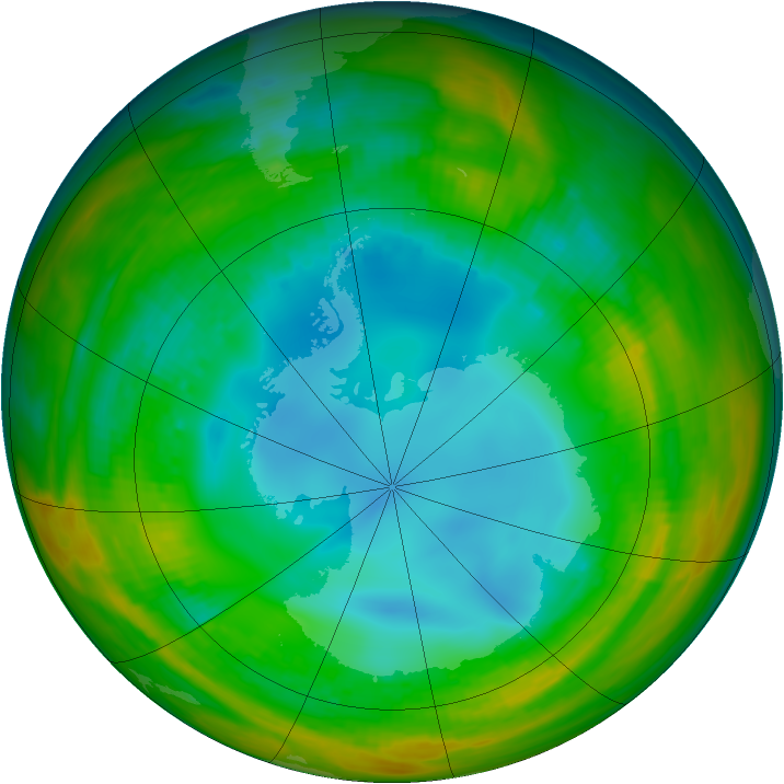 Antarctic ozone map for 29 July 1984